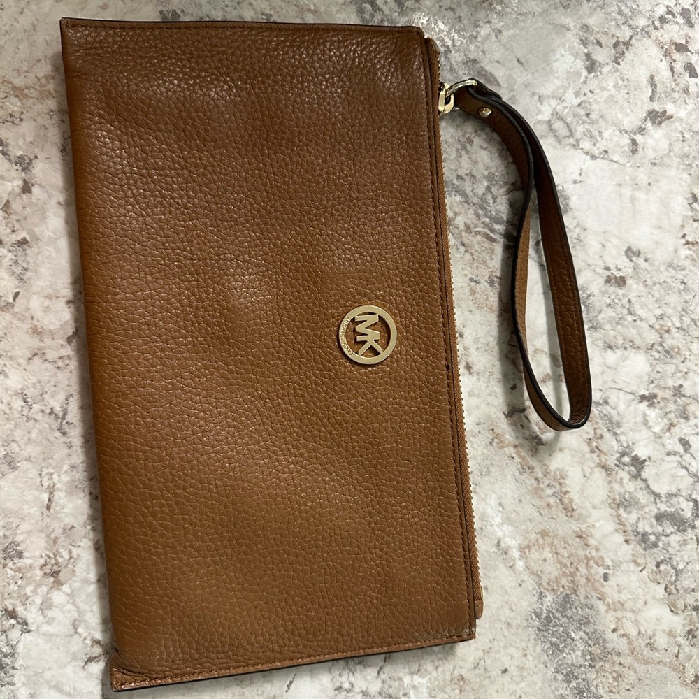 Michael Kors Brown Leather Wristlet
